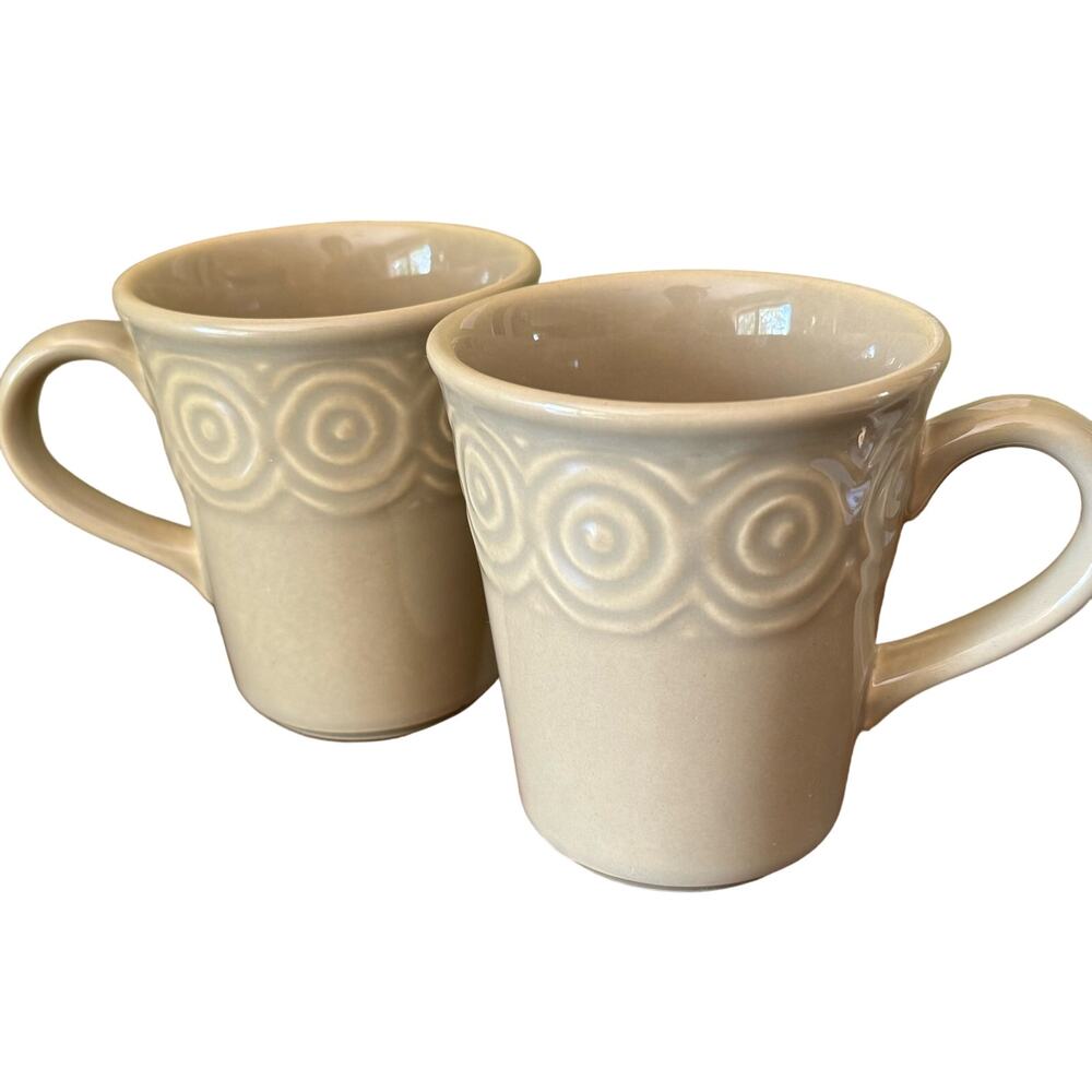 Crate and Barrel Sierra Khaki Clay 10oz Mugs Set of Two
